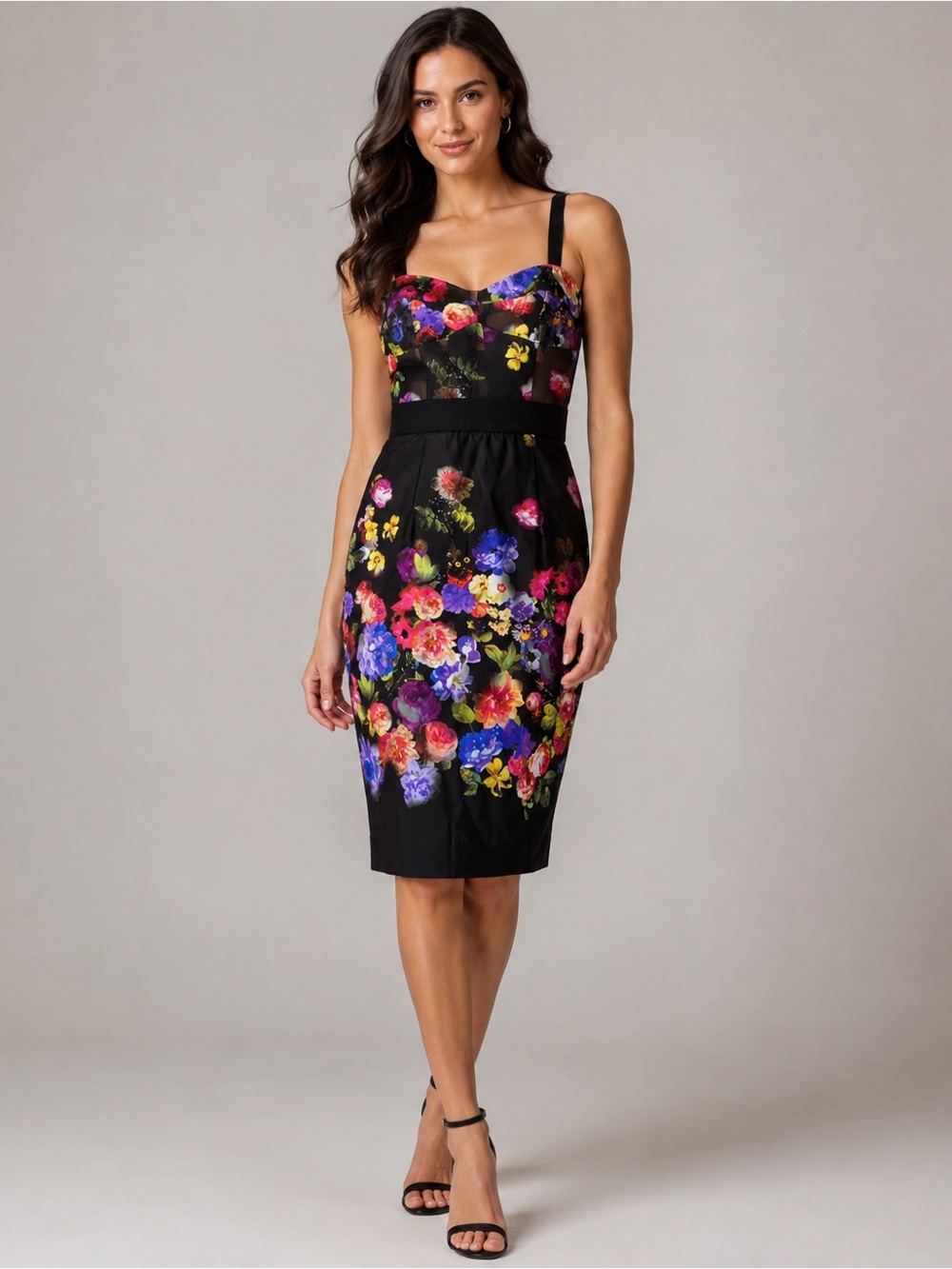 Milly Bustier Floral Dress with Strap
